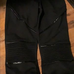 leggings with leather Moto detailing